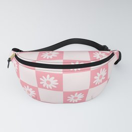 Groovy Pink Floral Checkered Pattern  Fanny Pack