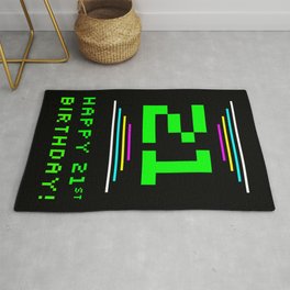 [ Thumbnail: 21st Birthday - Nerdy Geeky Pixelated 8-Bit Computing Graphics Inspired Look Rug ]