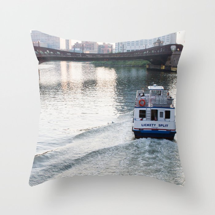 Evening on the Chicago River Throw Pillow