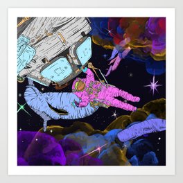 “There's something to be said for hunger: at least it lets you know you're still alive.” Art Print | Lowbrow, Whales, Ink Pen, Acrylic, Painting, Street Art, Art, Nebulae, Spacesuit, Digital 