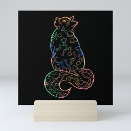 Colorful Floral Cat Mini Art Print