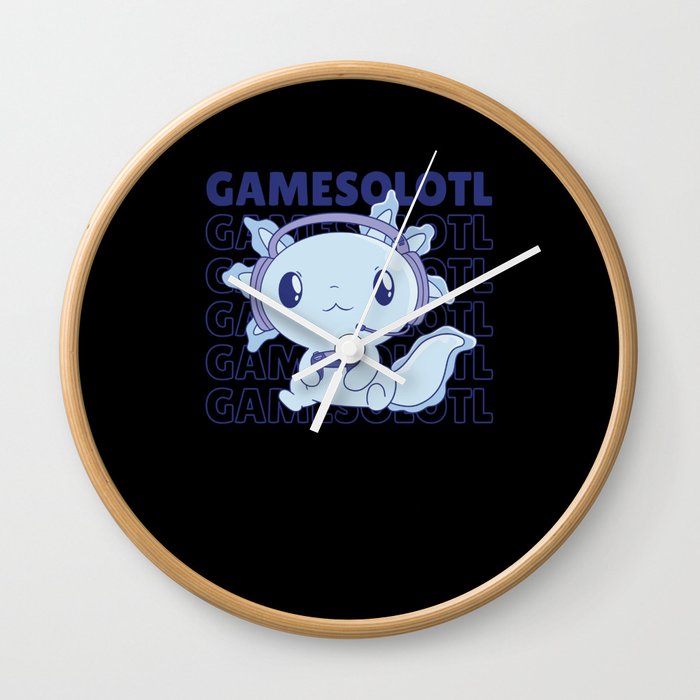 Gamesolotl Funny Axolotl Word Game For Gamers Wall Clock