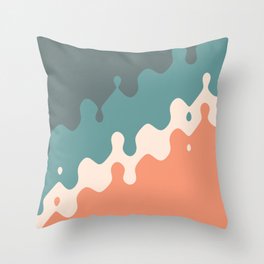 Coral and green curves Throw Pillow