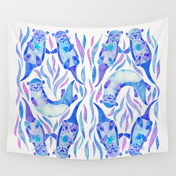 Five Otters – Indigo Ombré Wall Tapestry