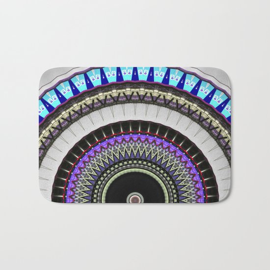 gray blue mandala Bath Mat