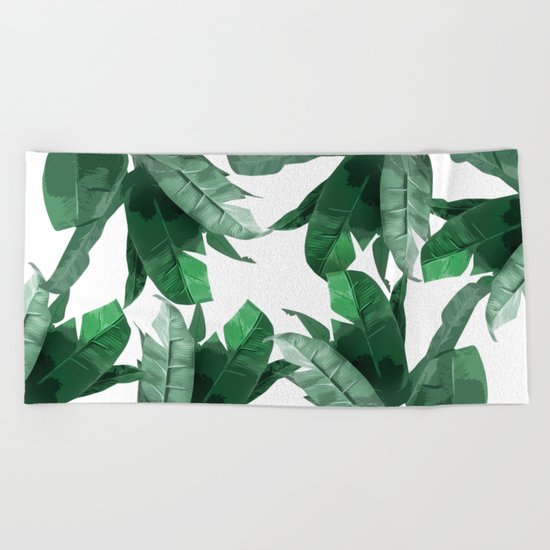 Tropical Palm Print Beach Towel