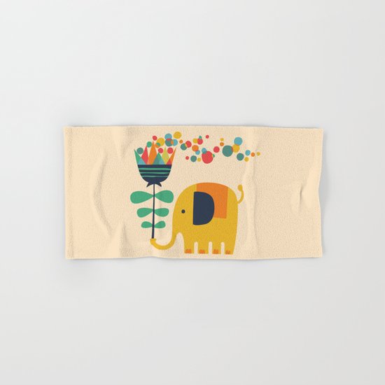 Elephant with giant flower Hand & Bath Towel