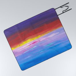 Colorful Sunset Landscape Painting Picnic Blanket