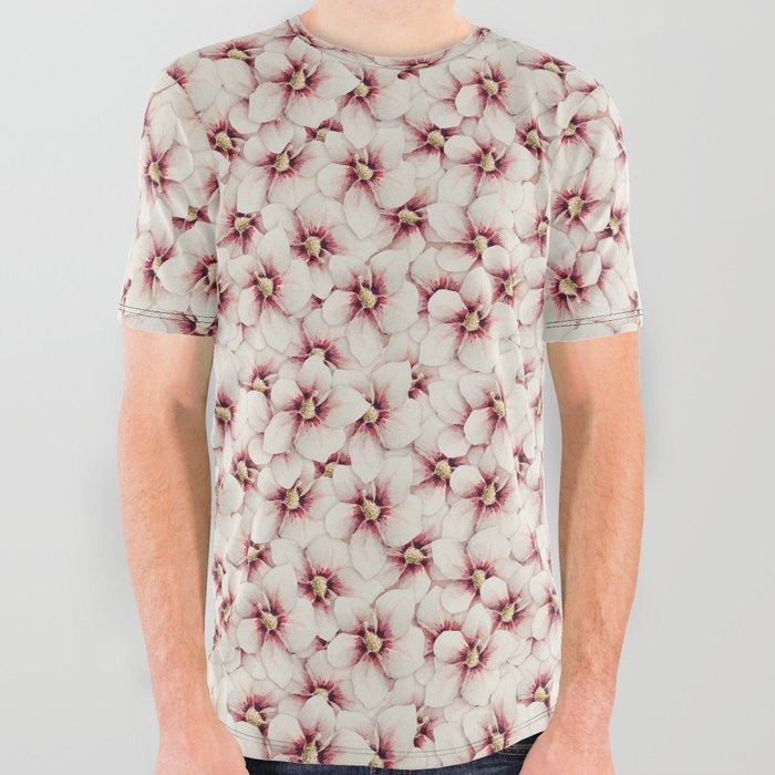 Hibiscus flowers All Over Graphic Tee