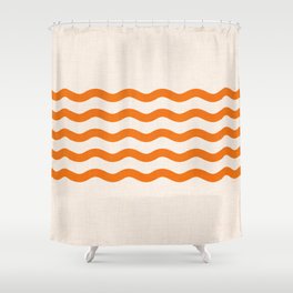 Coastal Orange / Modern Waves Series Shower Curtain