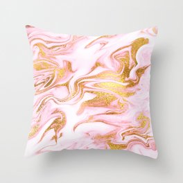 Pink And Gold Marble Throw Pillow