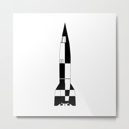 V2 German World War 2 Rocket Metal Print | Isolated, Ww2, Guided, Streamlined, Graphicdesign, White, Explosive, Fast, Rocket, Missile 