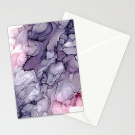 Periwinkle Rose Abstract 31922 Alcohol Ink Painting by Herzart Stationery Card