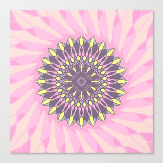 Grey and yellow mandala Canvas Print