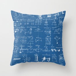 Table Of Engineering And Mechanics Blueprint Artwork Throw Pillow