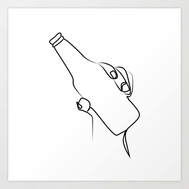 Kitchen Collection Hand Holding Beer Bottle Art Print By Aelissedesign Society6