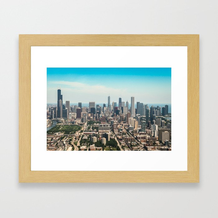 chicago skyline aerial view - illinois Framed Art Print