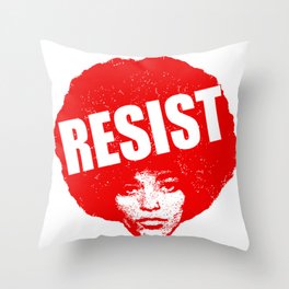 Angela Davis - Resist (red version) Throw Pillow