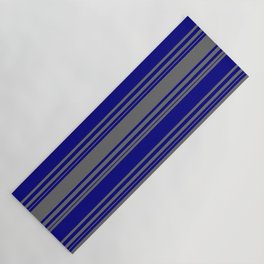 [ Thumbnail: Blue and Dim Grey Colored Stripes Pattern Yoga Mat ]