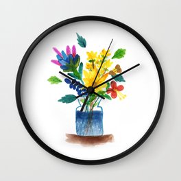 Bunch of flowers in the glass pot Wall Clock