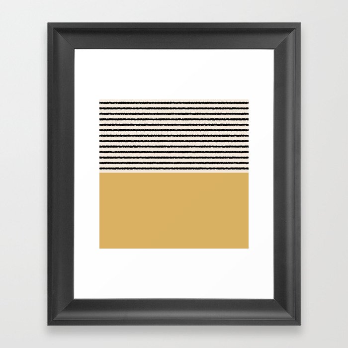 Texture - Black Stripes Gold Framed Art Print