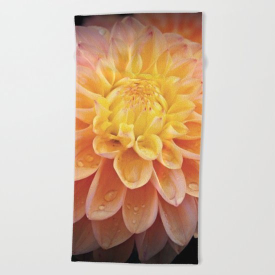 Pretty Pink Yellow Dahlia Beach Towel