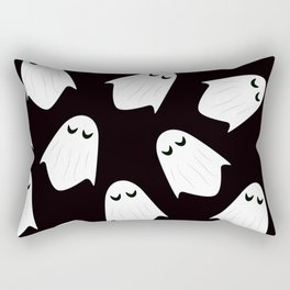 White Boo Ghost Halloween Pattern Black  Rectangular Pillow