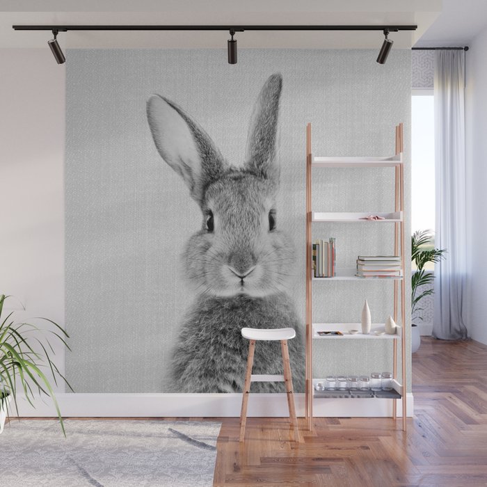 Rabbit - Black & White Wall Mural