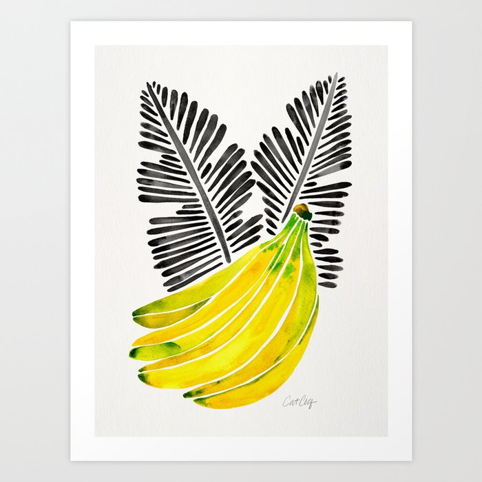 Banana Bunch – Yellow & Black Palette Art Print