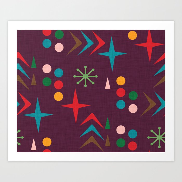 Atomic pattern purple mid century modern #homedecor Art Print