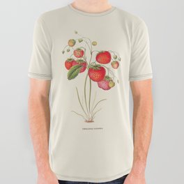 Strawberry Antique Botanical Illustration All Over Graphic Tee