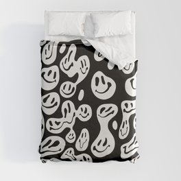 Black and White Dripping Smiley Duvet Cover