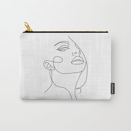 Woman In One Line Carry-All Pouch | Graphicdesign, Minimalist, Face, Single, Fine, Beauty, Woman, Black And White, Minimal, Female 