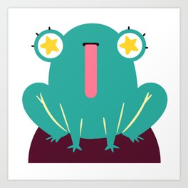 Starstruck Groopy Frog with a long Tongue Out Art Print