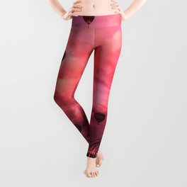 Hot Air Balloons On The Pink Sky Leggings