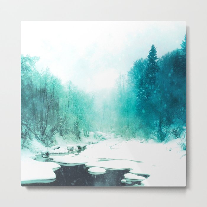 ice river turquoise aesthetic landscape art altered photography Metal Print