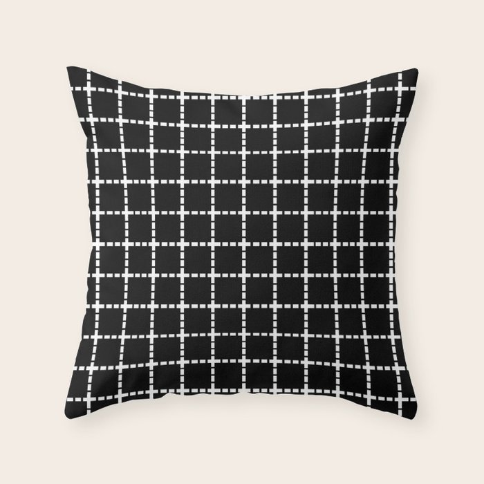 Dotted Grid Black Large Throw Pillow by Emeline Society6