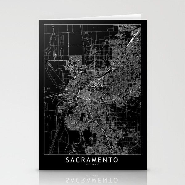 Sacramento Black Map Stationery Cards