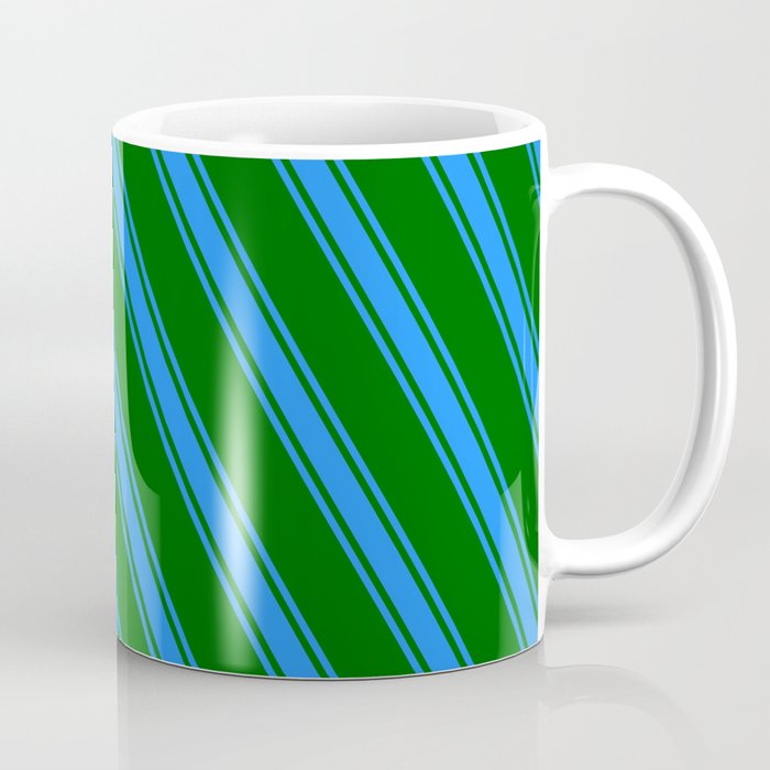 Dark Green and Blue Colored Lines Pattern Coffee Mug