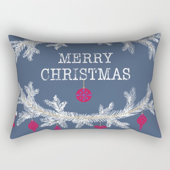 Merry christmas and happy new year greeting card wreath background Rectangular Pillow