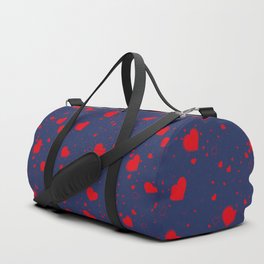 Valentine's Hearts - Blue Duffle Bag