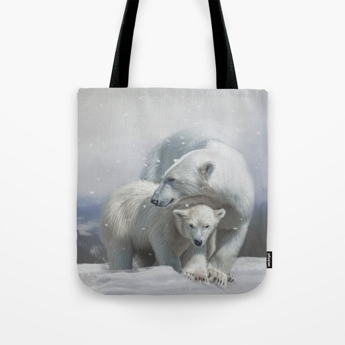 Polar Bear Family Tote Bag