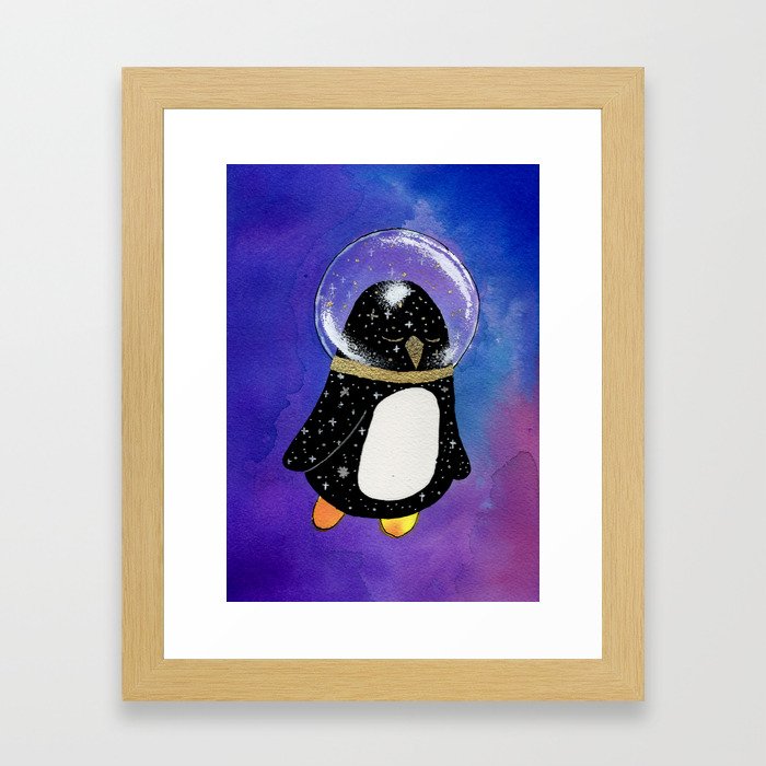 Space Penguin Framed Art Print