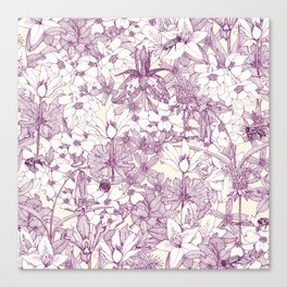 NC wildflowers and bees purple Canvas Print