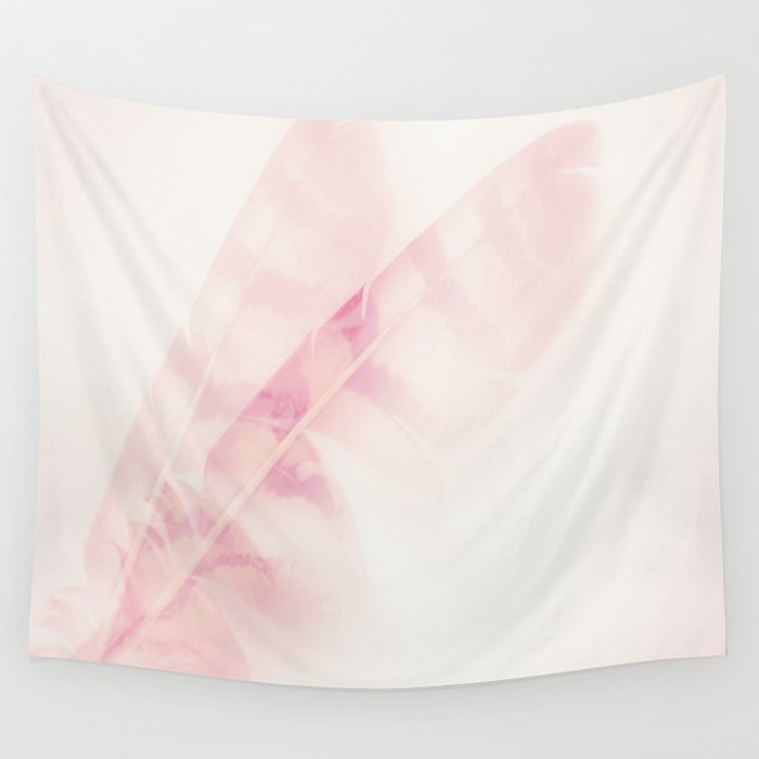 Pink Feathers On A Soft Pastel Background Beautiful And Dreamy Decor Society6 Buyart Wall Tapestry By Pivivikstrm