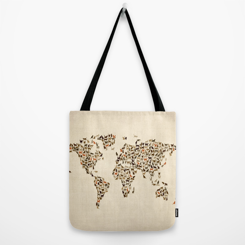 Cats Map Of The World Map Tote Bag By Artpause Society6