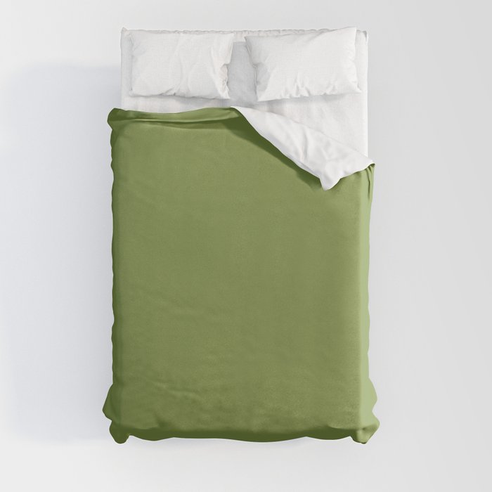 PERIDOT Green pure pastel solid color Duvet Cover