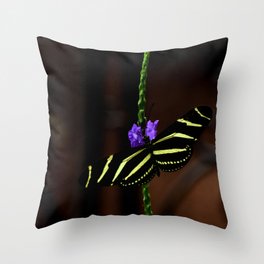 Zebra Longwing Butterfly Throw Pillow