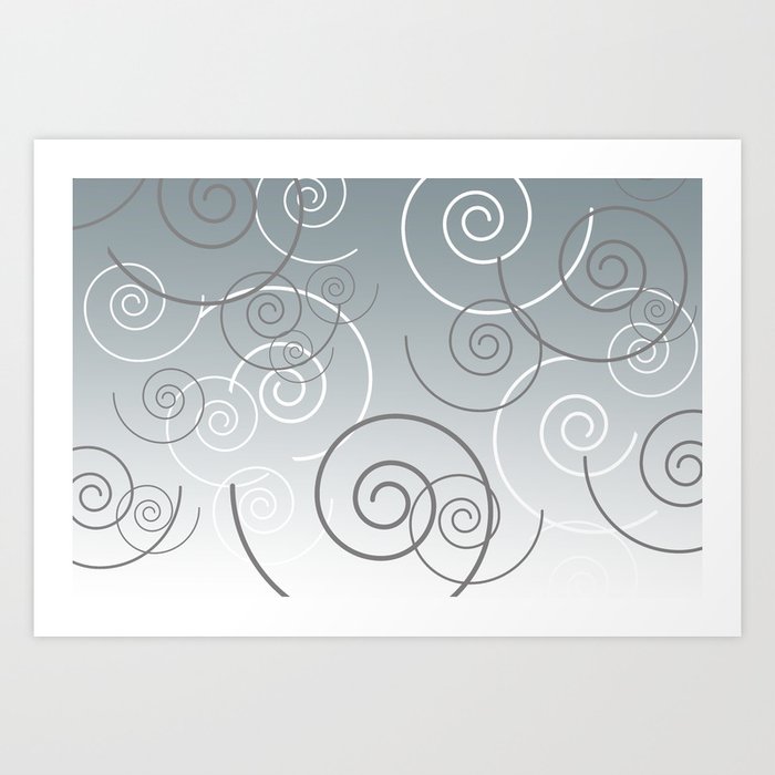 Spirals silver grey white silver Background Art Print