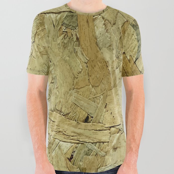 CHIPBOARD WOOD BACKGROUND. All Over Graphic Tee